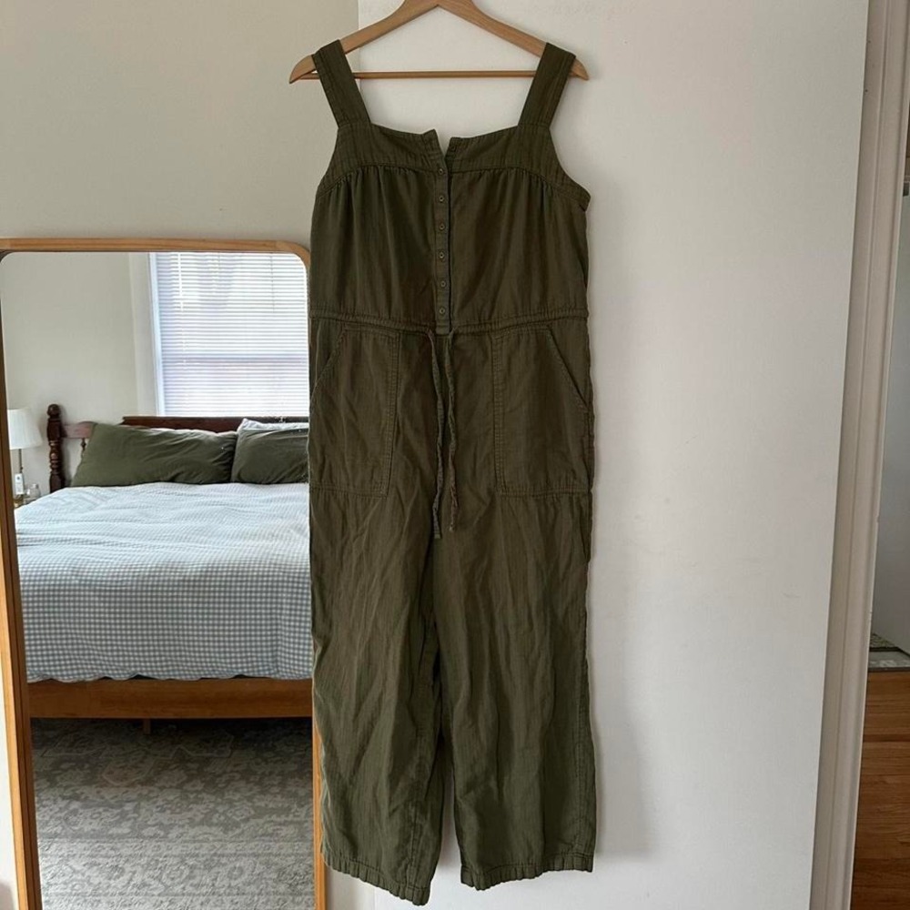 Old Navy Dark Green Cotton Wide Leg Jumpsuit